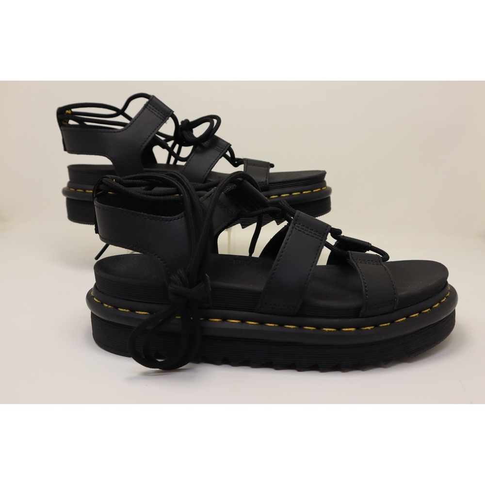Dr. Martens Nartilla Black Gladiator Sandals Women's 9 UK 7 EU 41 Lace Up NWOB